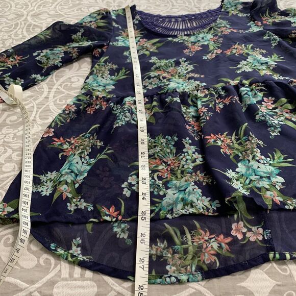 Charming Charlie Top Women Small ScoopNeck Sheer Floral Babydoll Lace Fairy Boho - Picture 6 of 9